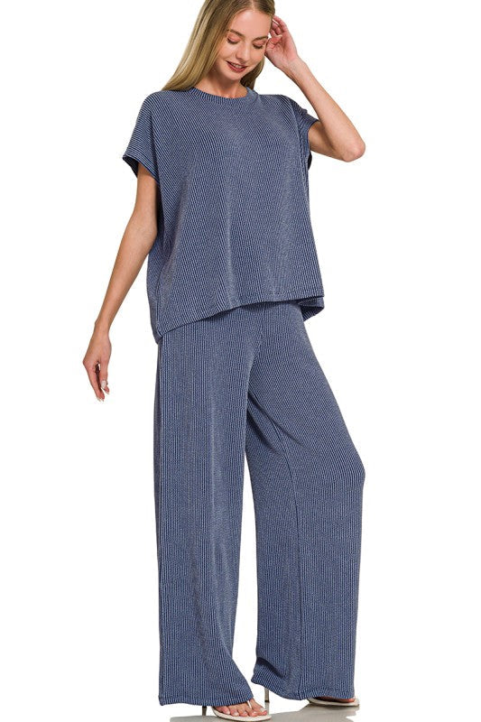 In Motion (Navy) Ribbed Tunic Top