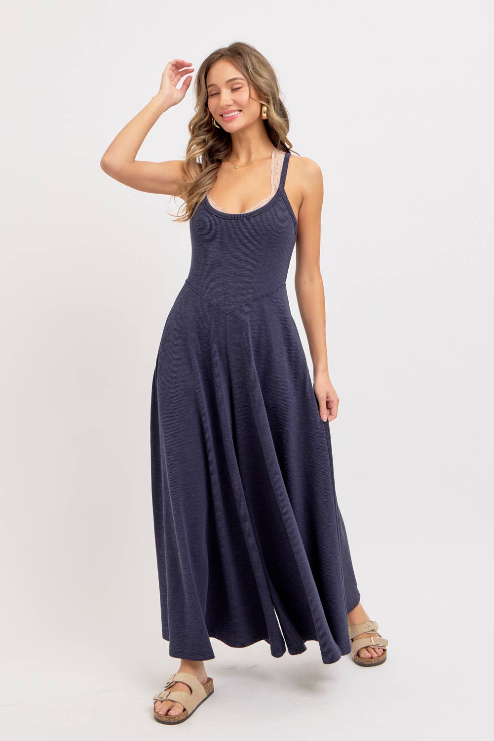 Relaxing Retreat (Navy) Wide Leg Jumpsuit