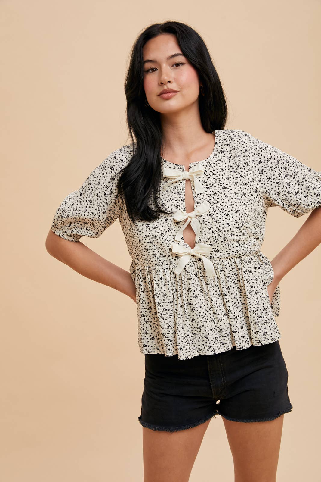 Knot In Love Floral Bow Tie Top