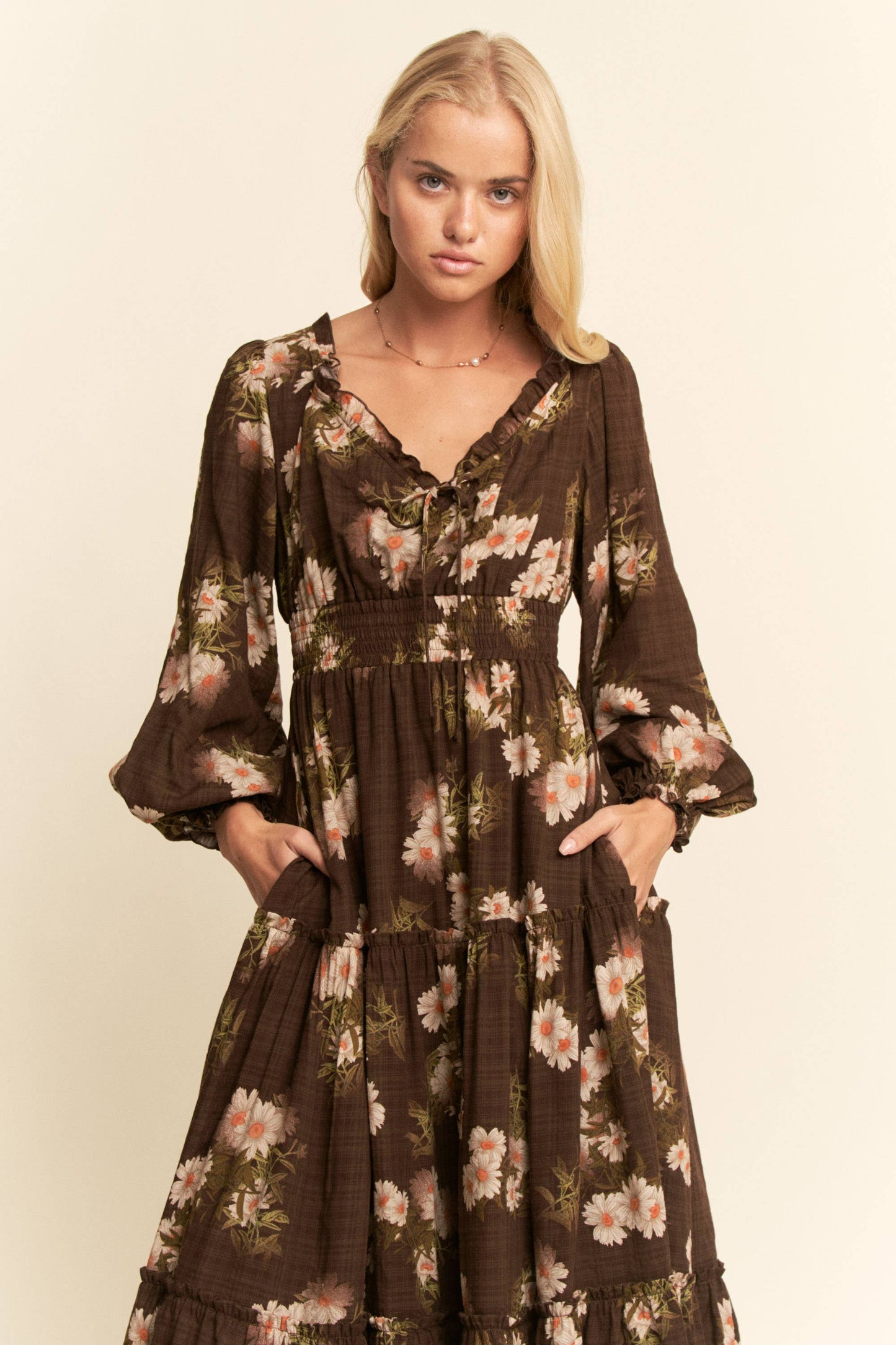 Timeless Treasure (Brn) Floral Print Dress
