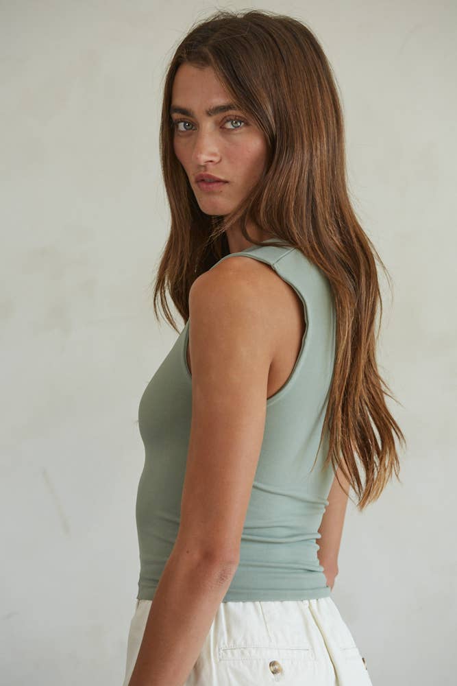(Green Tea) Double Layer Seamless Tank