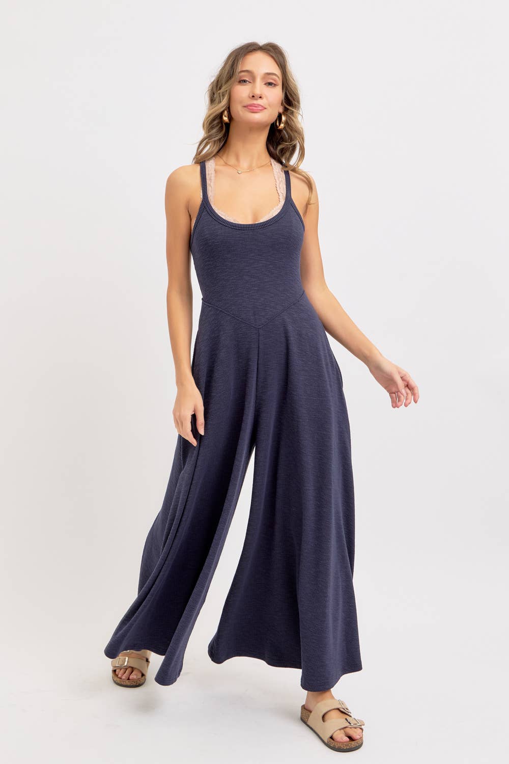 Relaxing Retreat (Navy) Wide Leg Jumpsuit