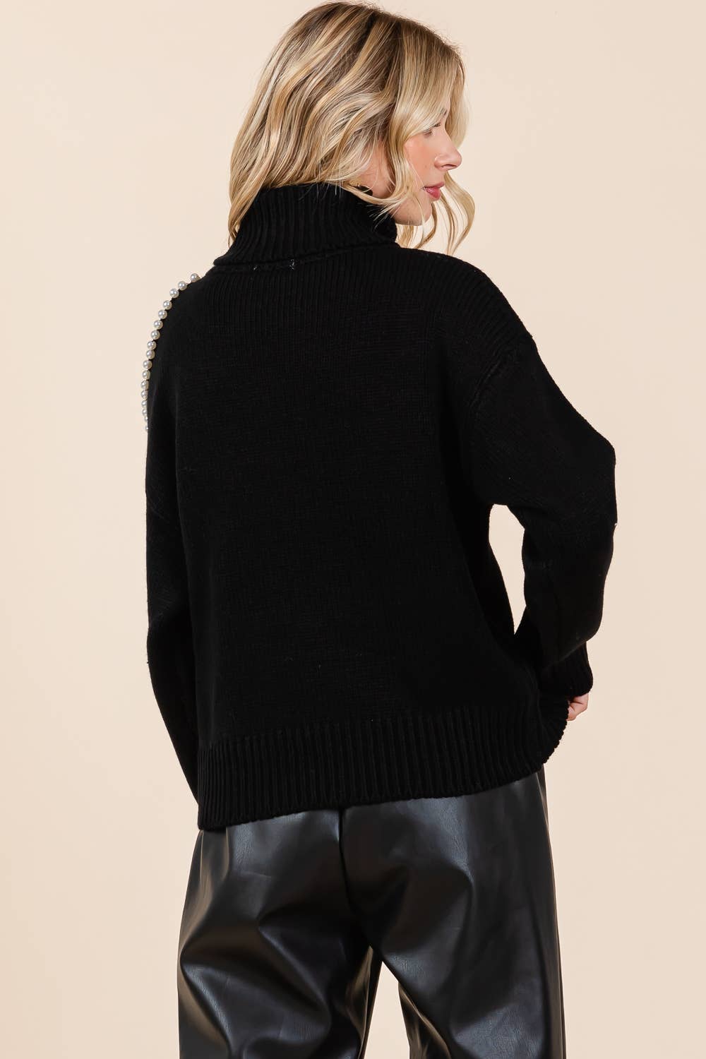Old Money (Black) Pearl Accent Sweater