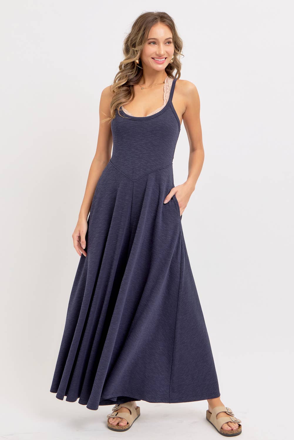 Relaxing Retreat (Navy) Wide Leg Jumpsuit