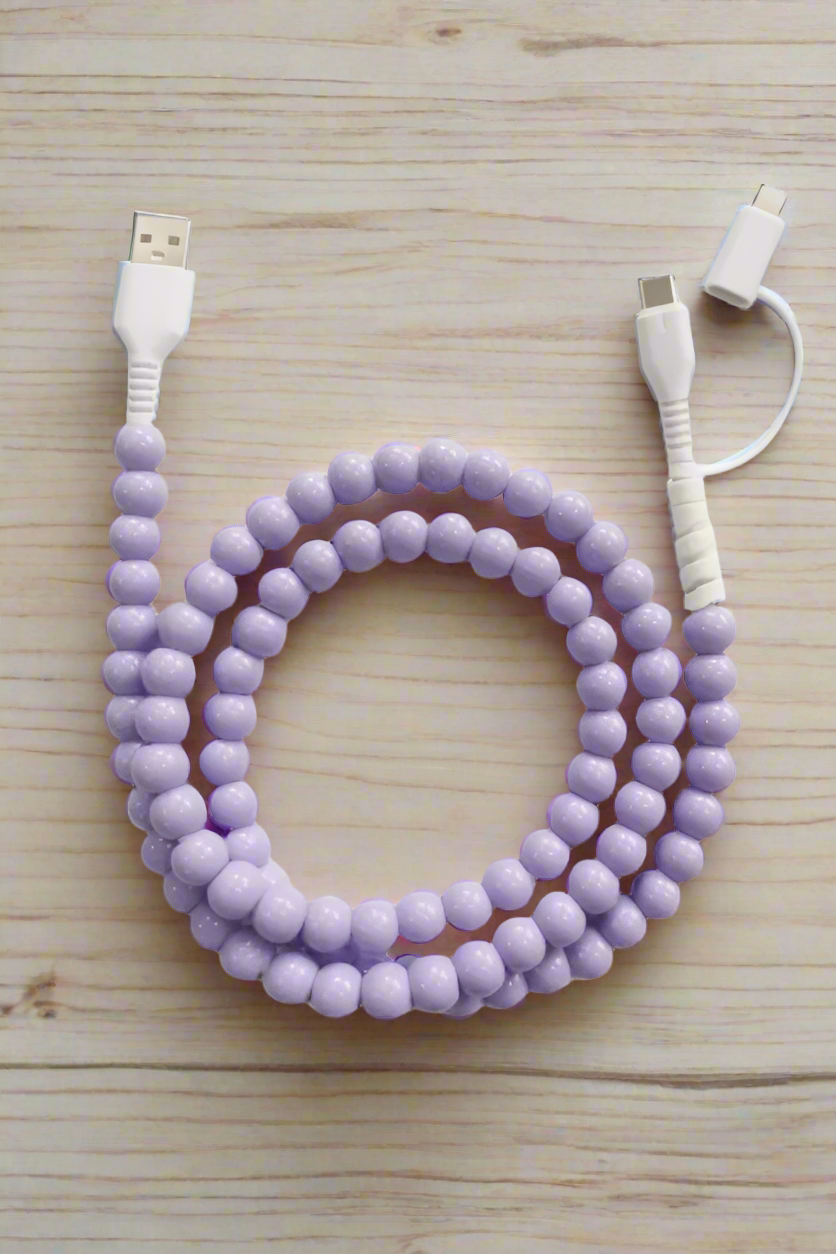 40” (Purple) Beaded Cord Phone Charger