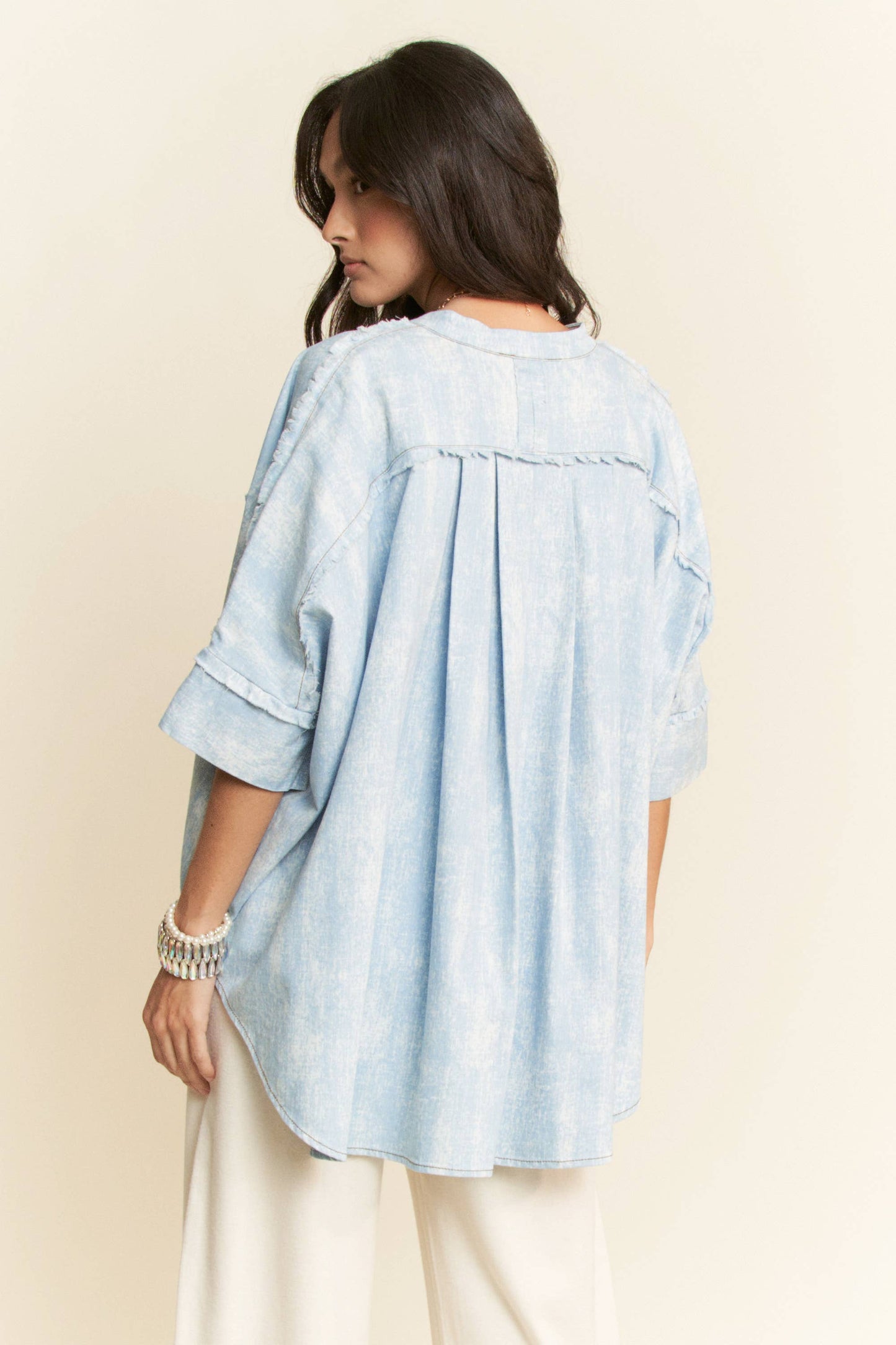 Hey Darlin’ Oversized Fringe Denim Shirt