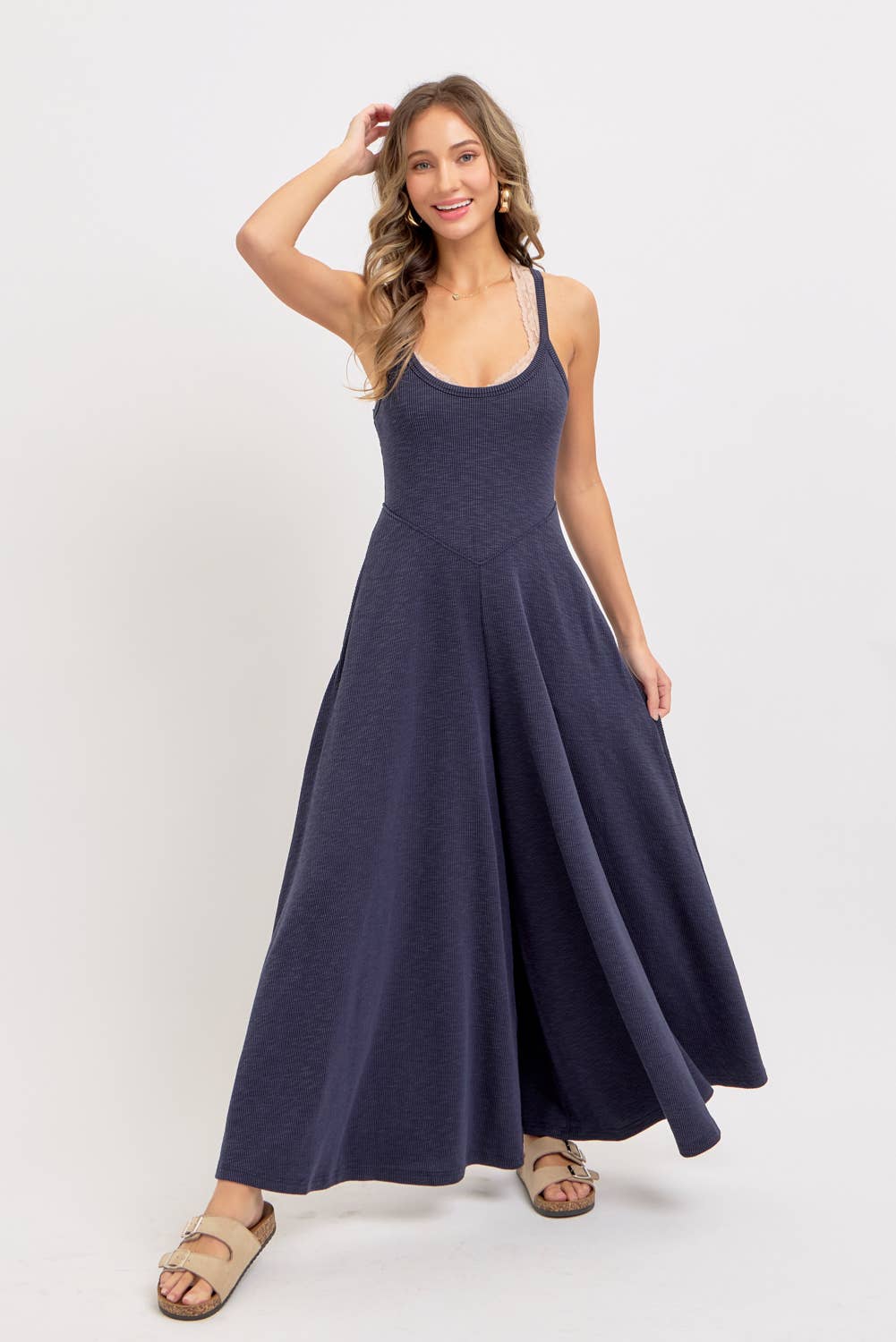 Relaxing Retreat (Navy) Wide Leg Jumpsuit