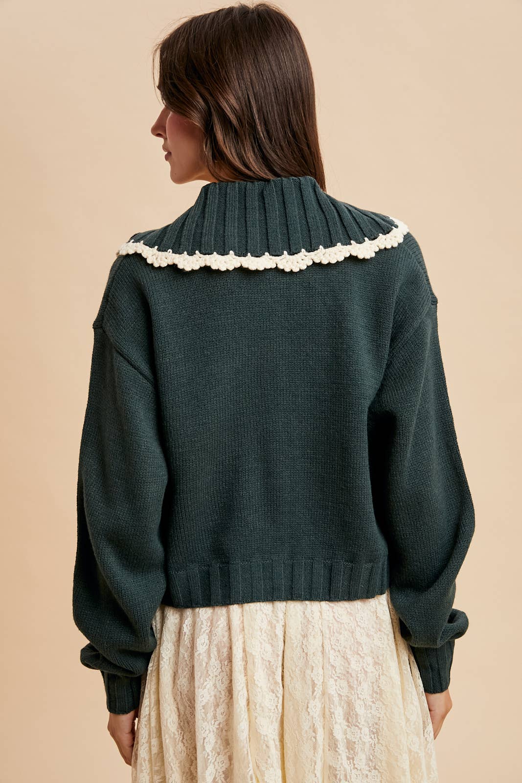 Cottage Core (Green) Doll Collar Cardigan