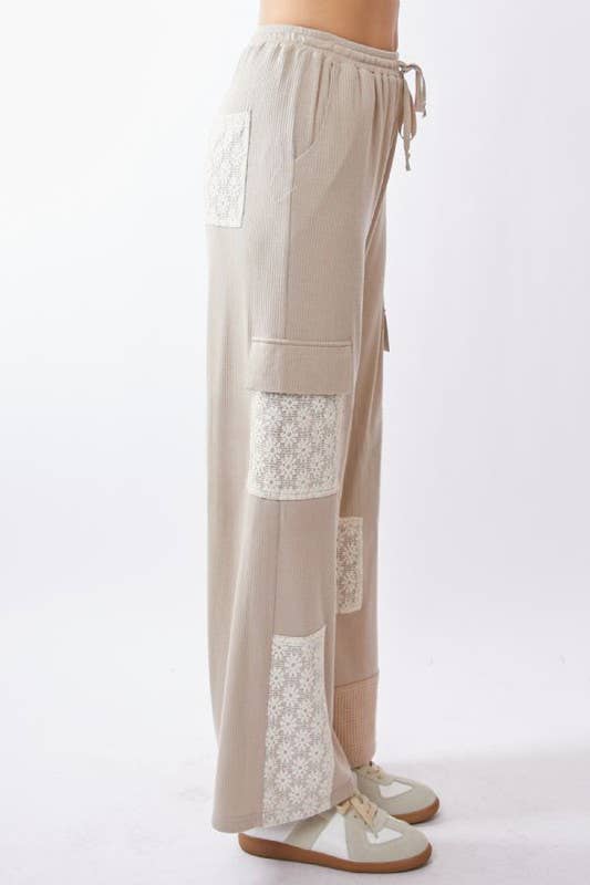 Pretty Patches Lace Accent Knit Pants