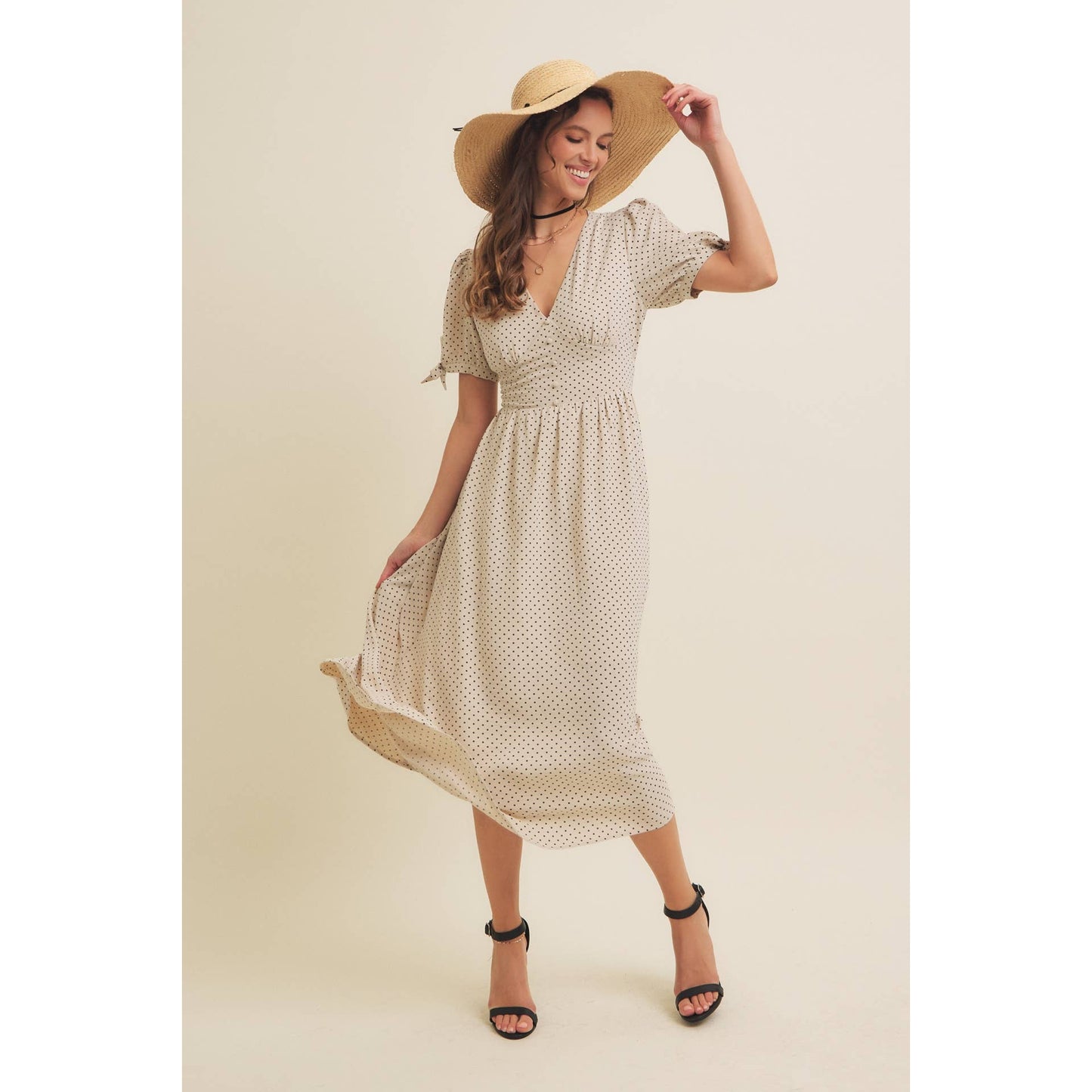 Keep Classy (Crm/Blk) Polka Dot Dress