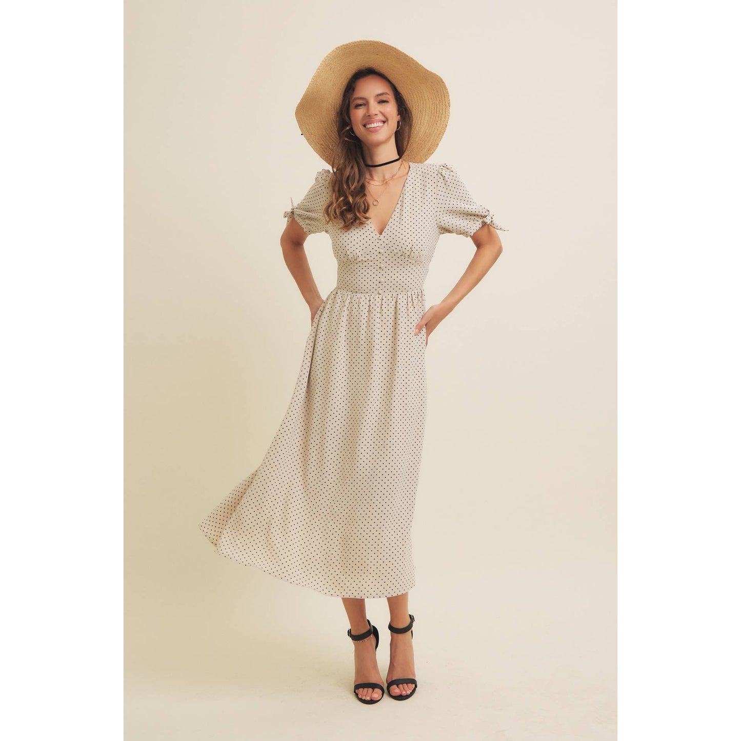 Keep Classy (Crm/Blk) Polka Dot Dress