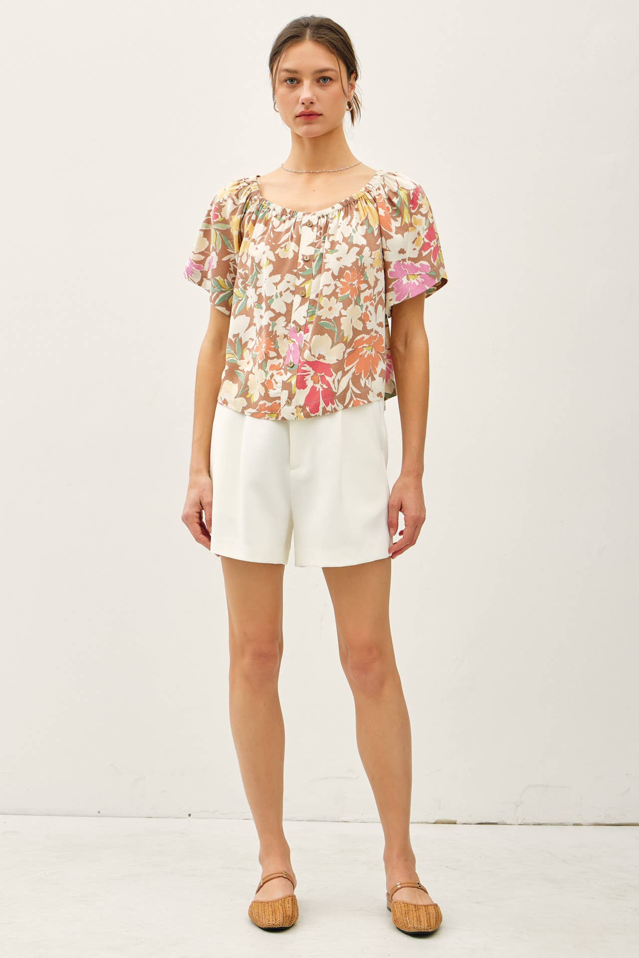 Island Dream (Mocha) Floral Blouse