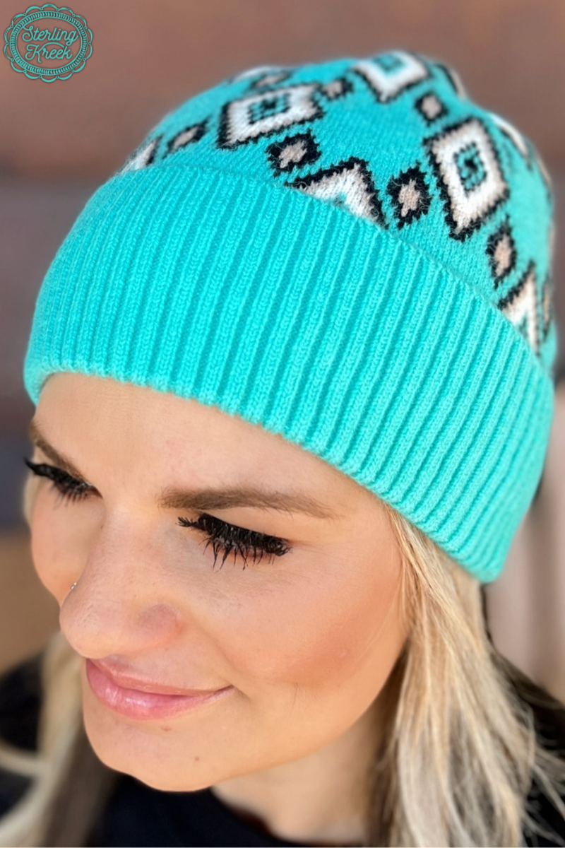 Break The Ice (Turquoise) Aztec Beanie