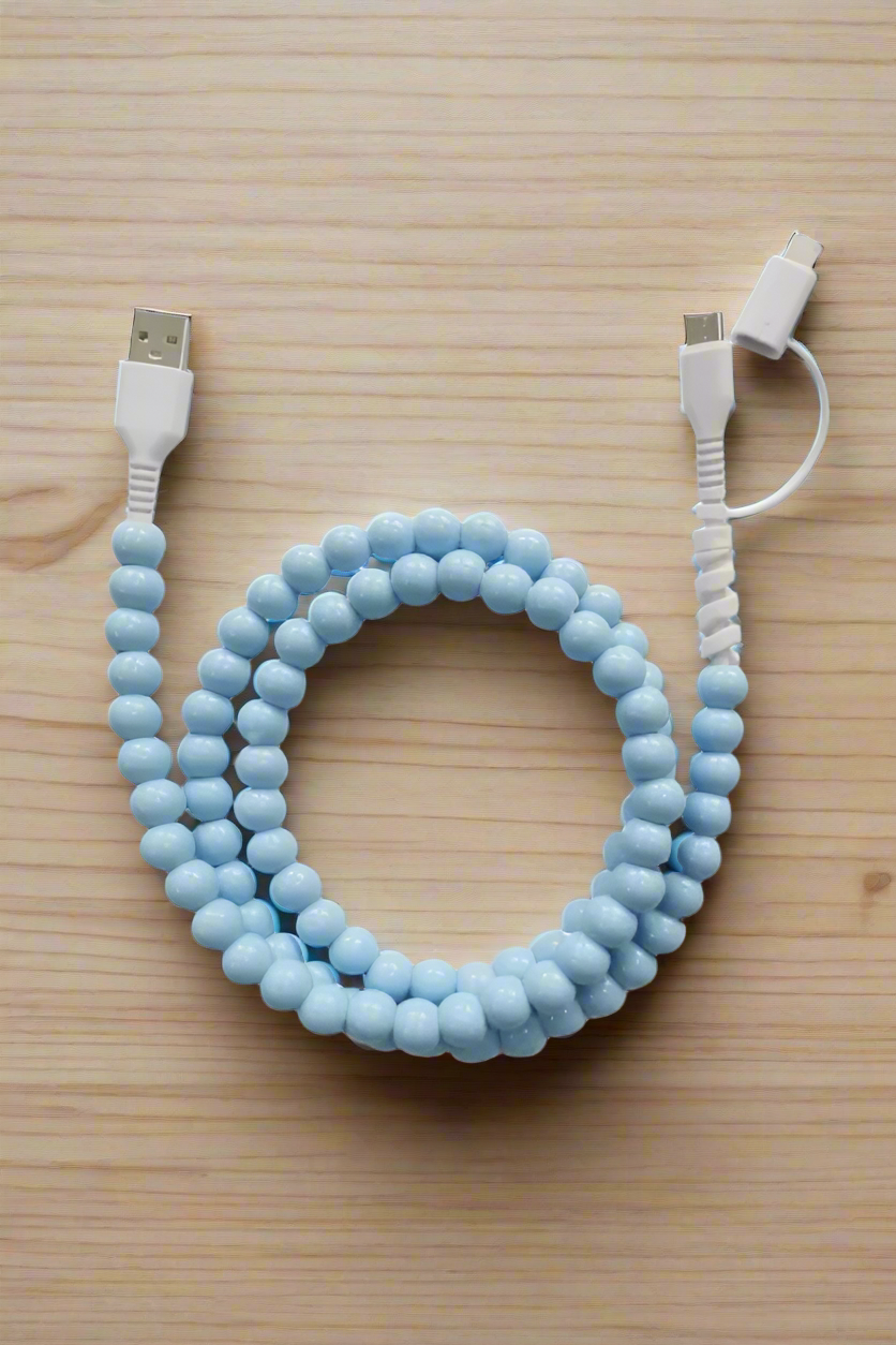 40” (Lt Blue) Beaded Cord Phone Charger