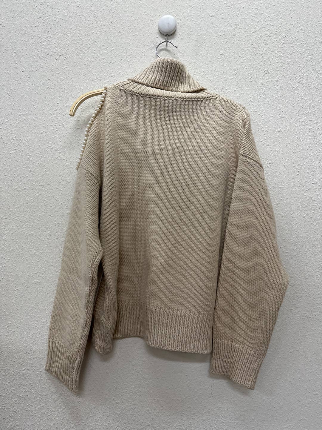 Old Money (Black) Pearl Accent Sweater