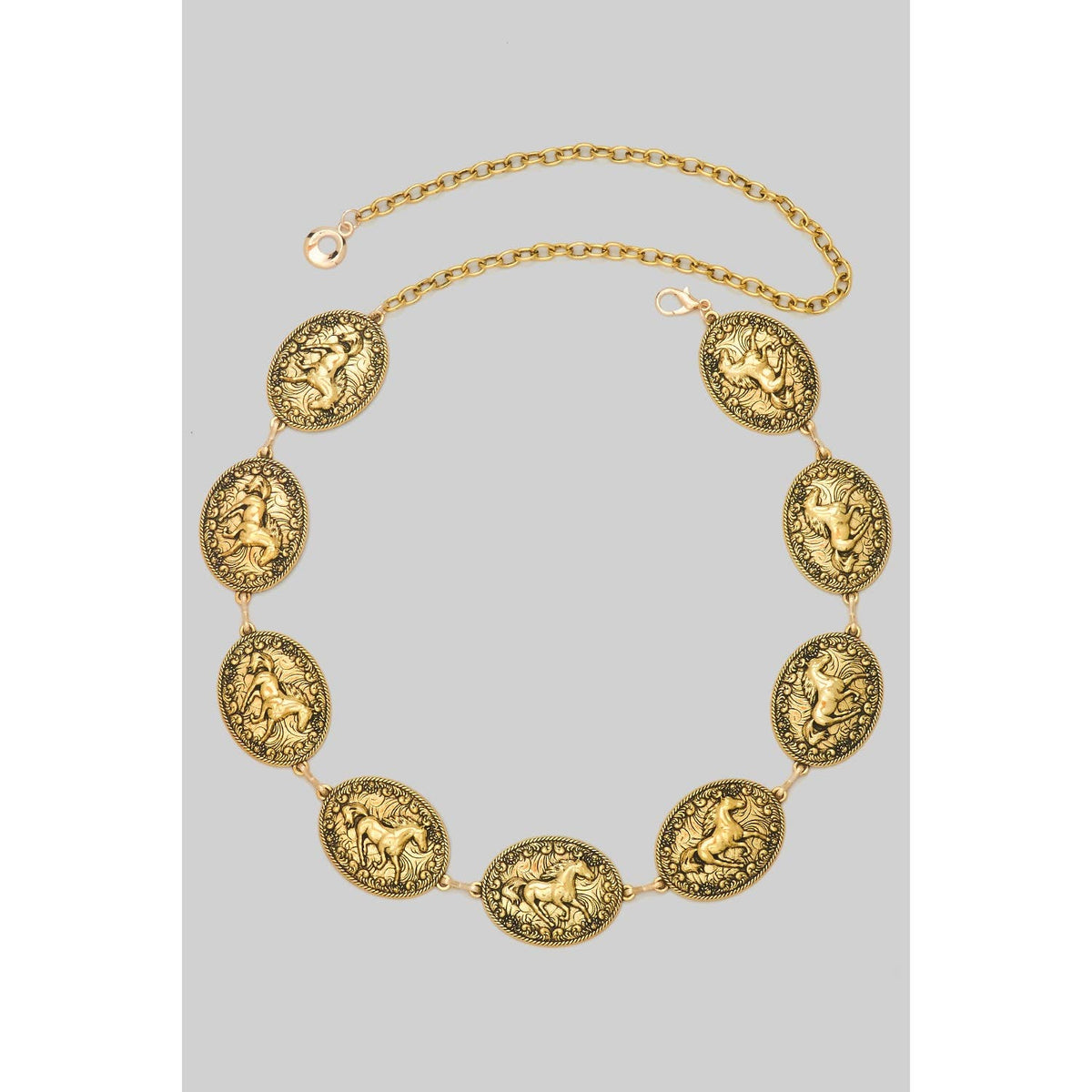 Gold Horse Medallion Chain Belt