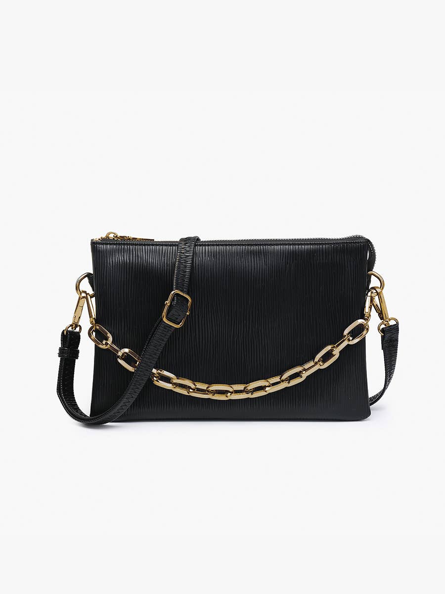 Izzy (Black) Textured Crossbody w/ Guitar Strap
