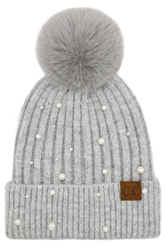 C.C Pearl Embellishment Beanie