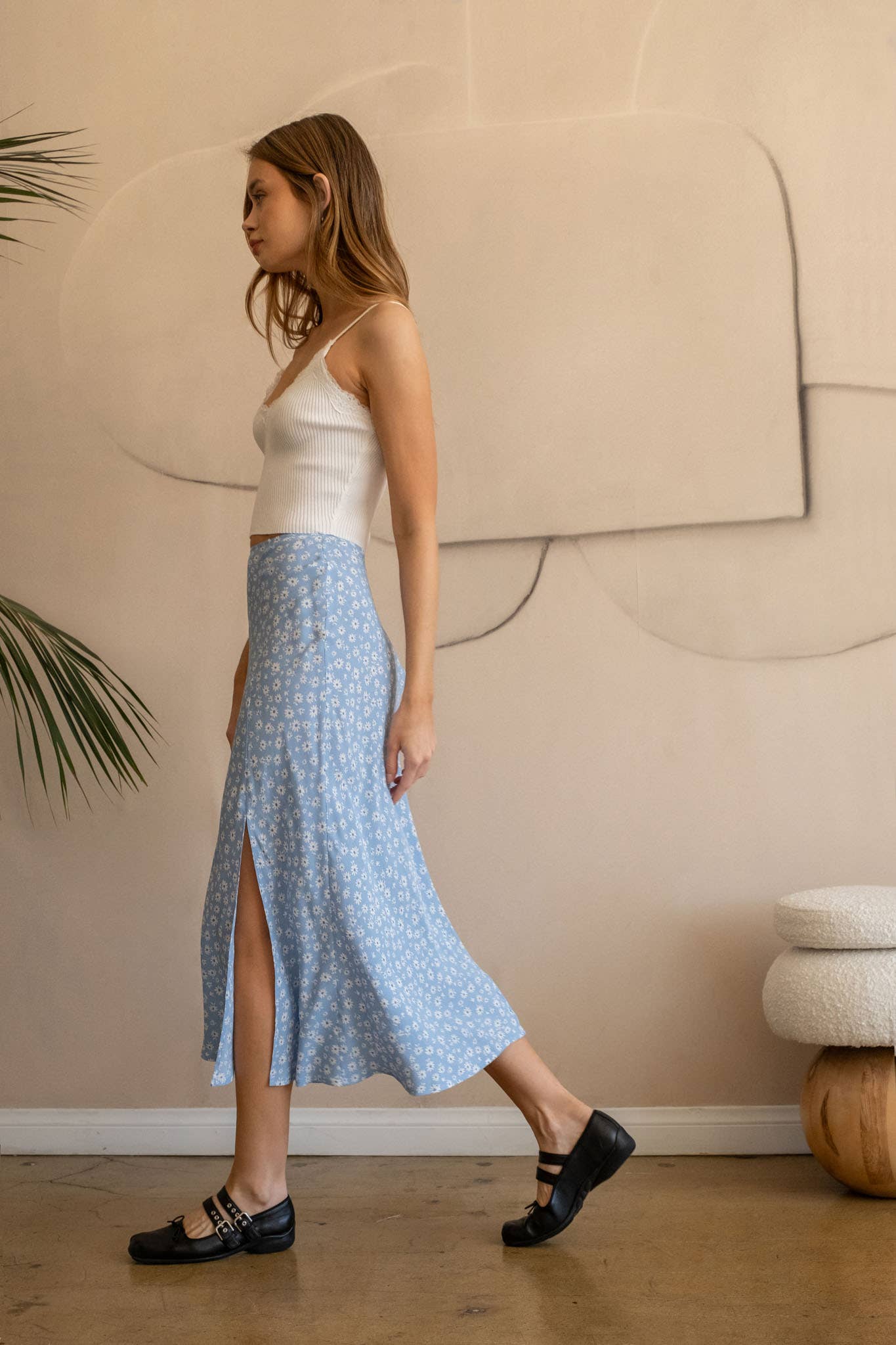 Summer Bliss (Dusty Blue) Floral Skirt