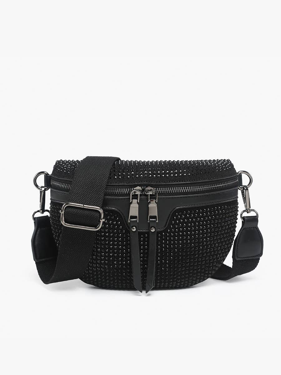 Kai (Black) Rhinestone Belt Bag
