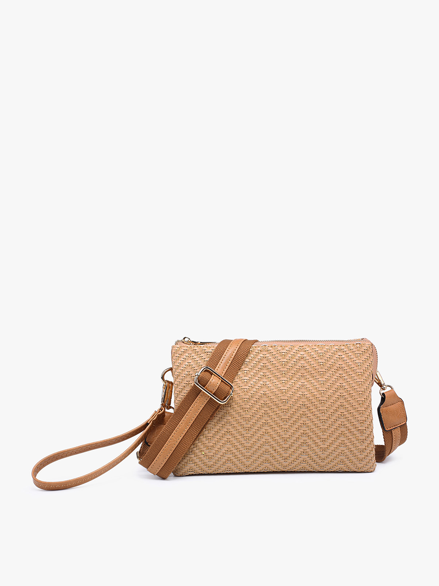 Izzy (Camel) Woven Diagonal Crossbody w/ Guitar Strap