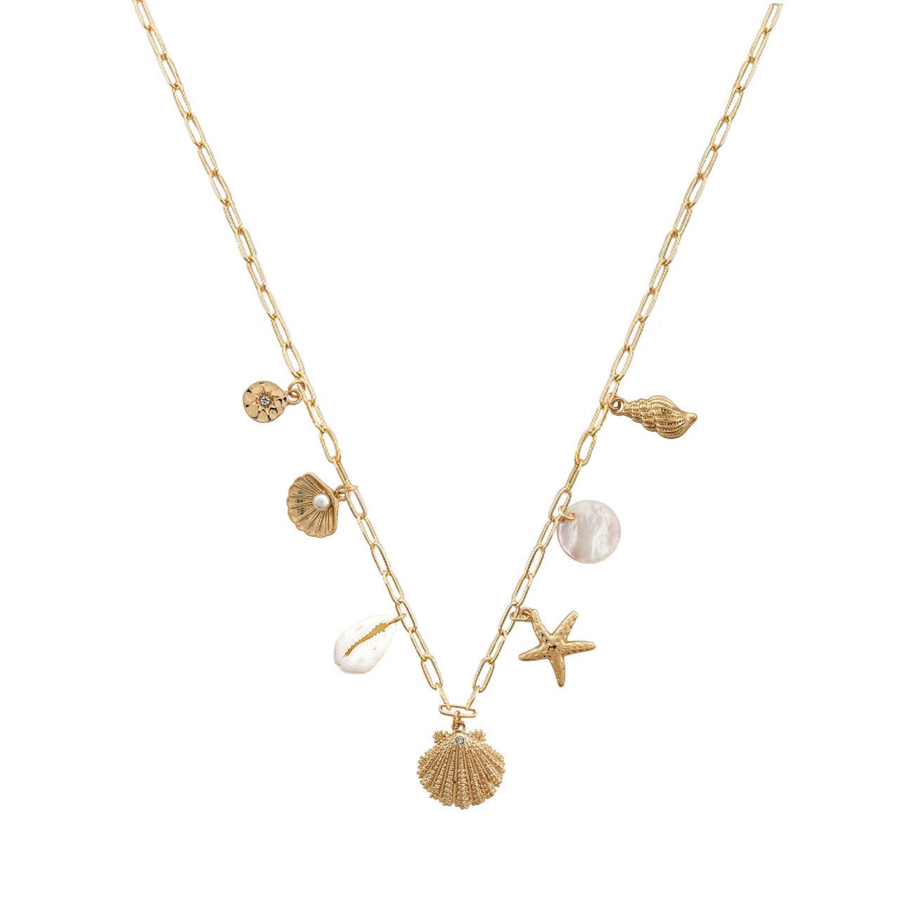 Gold Beachy Vibes Charm Necklace