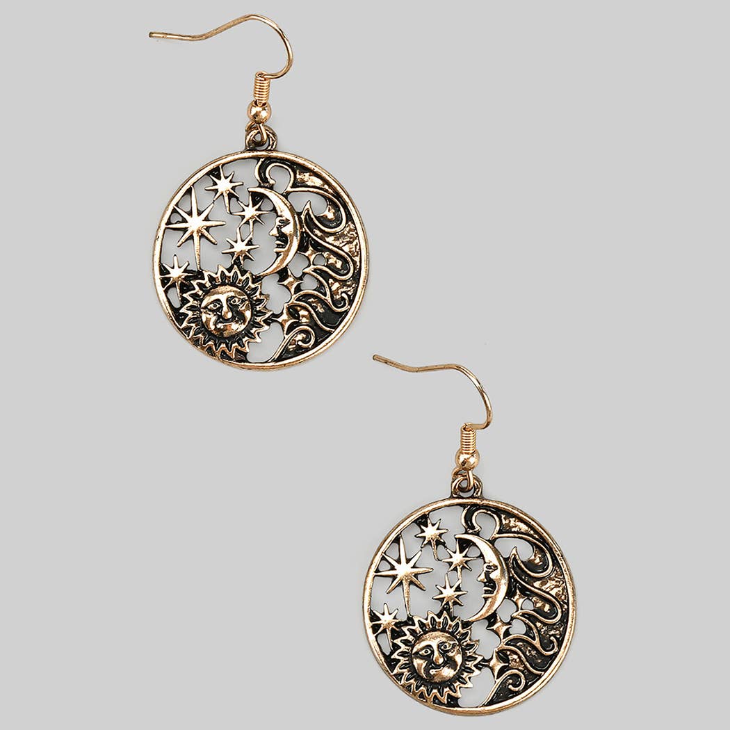 Sun Moon and Star (Gold) Earrings