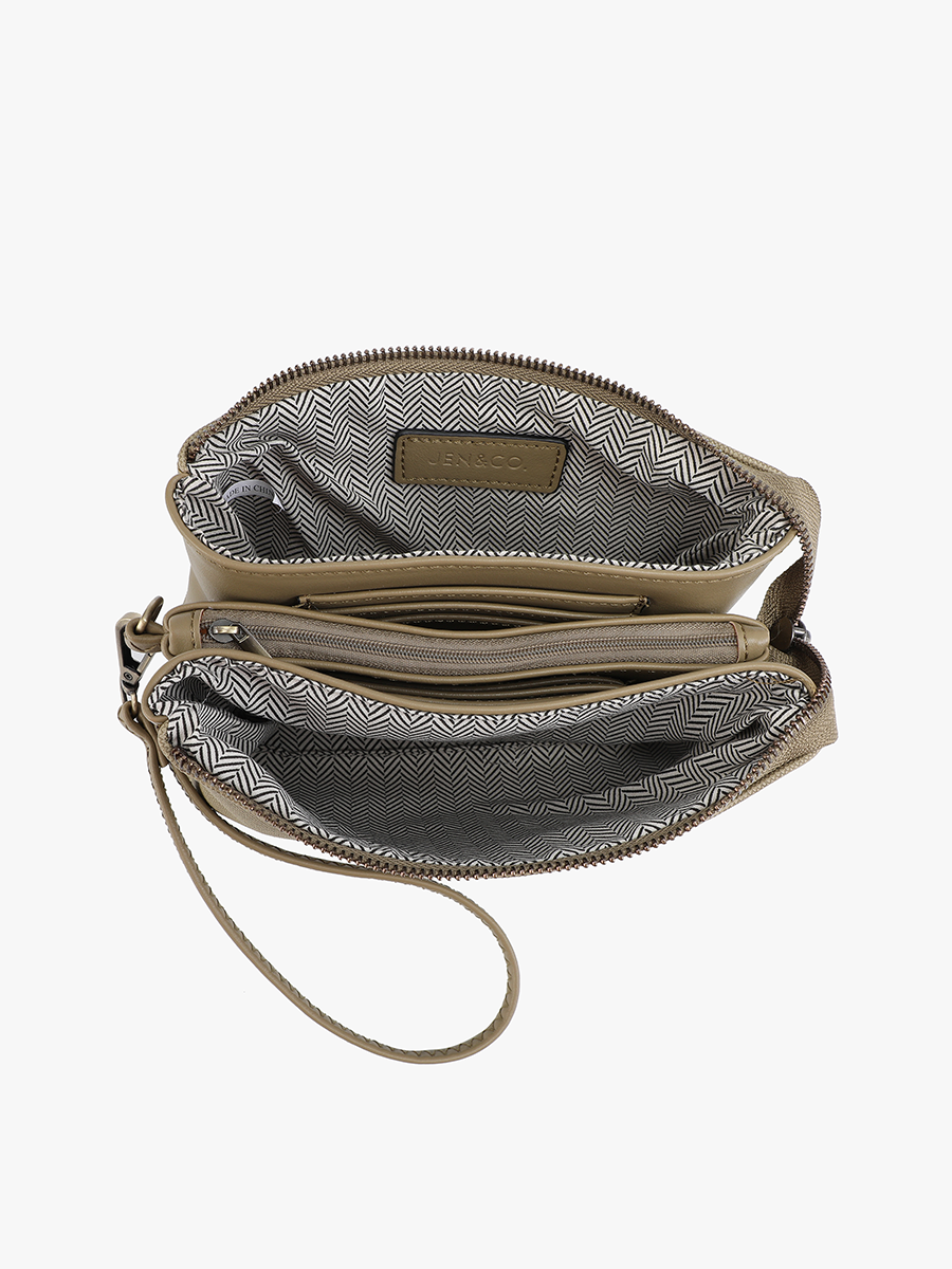 Riley (Taupe) Canvas Crossbody/Wristlet