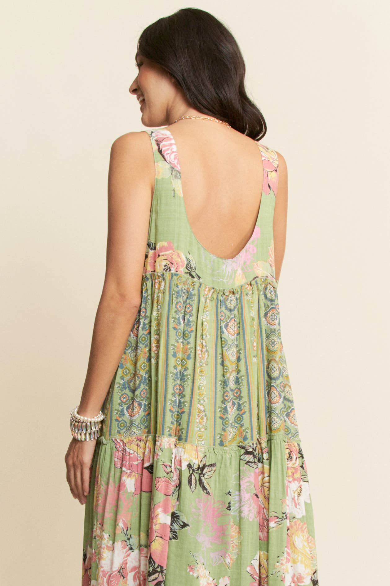 Tangled In Bloom (Sage) Floral Mix Dress