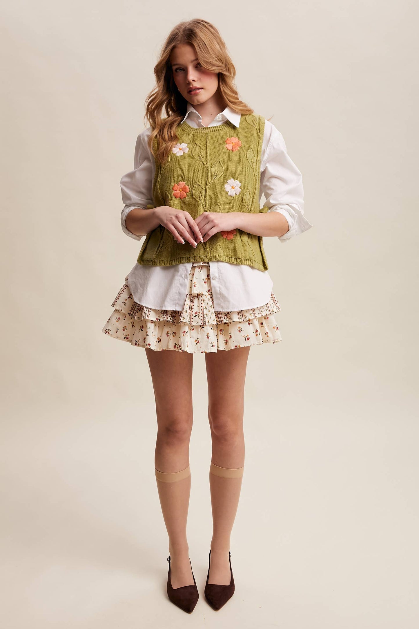 Flower Farm (Fern) Embroidered Floral Vest