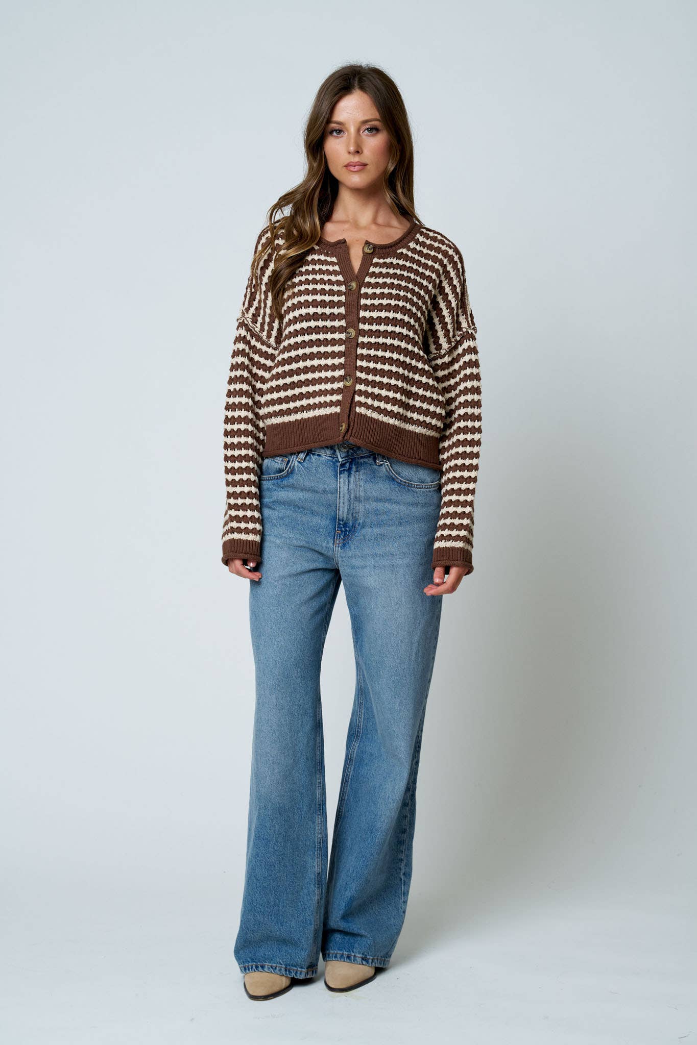 Crossing Paths (Brown) Stripe Cardigan