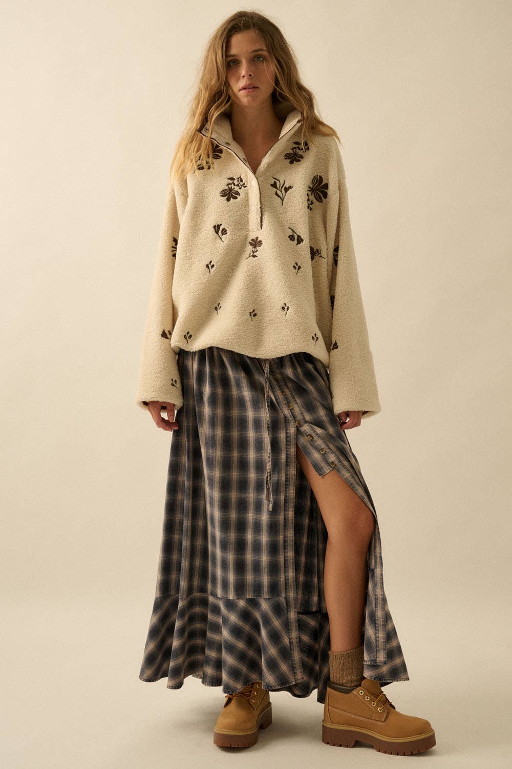 Cabin Fever (Navy) Plaid Flannel Skirt