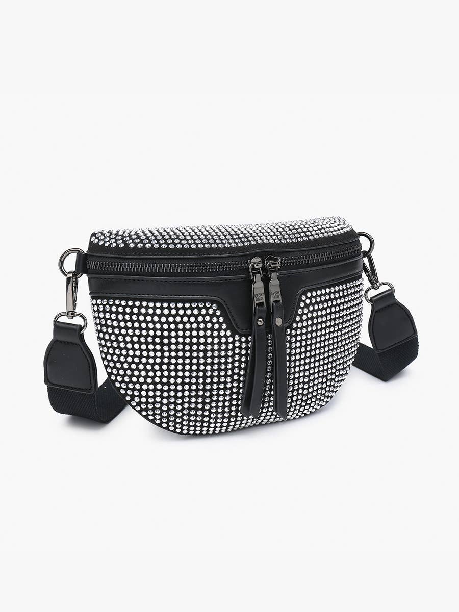 Kai (Silver/Blk) Rhinestone Belt Bag