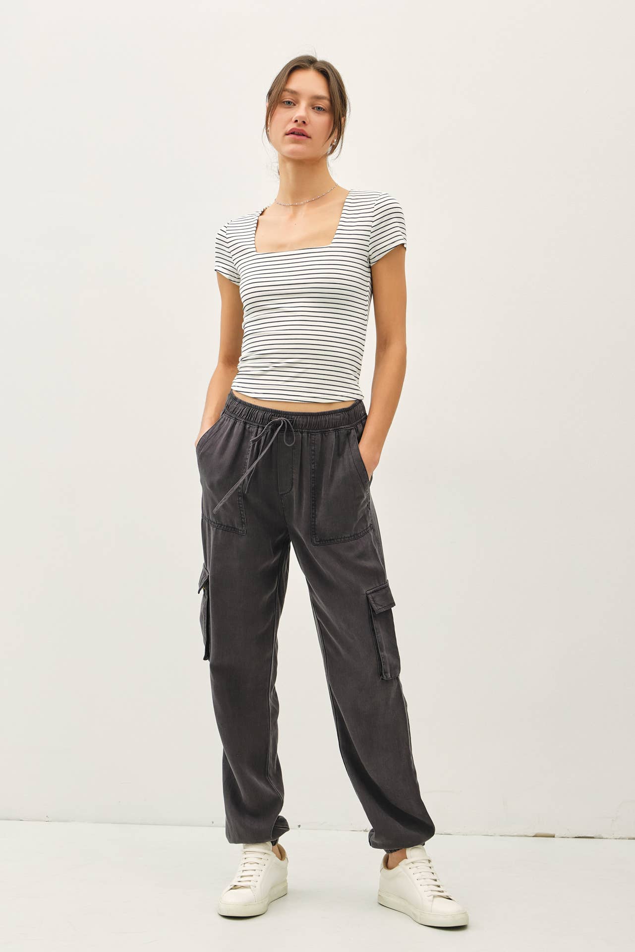 Feel Good (Navy) Stripe Double Lined Top