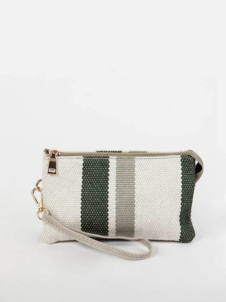 Riley (Grn/Ivory) Canvas Crossbody/Wristlet