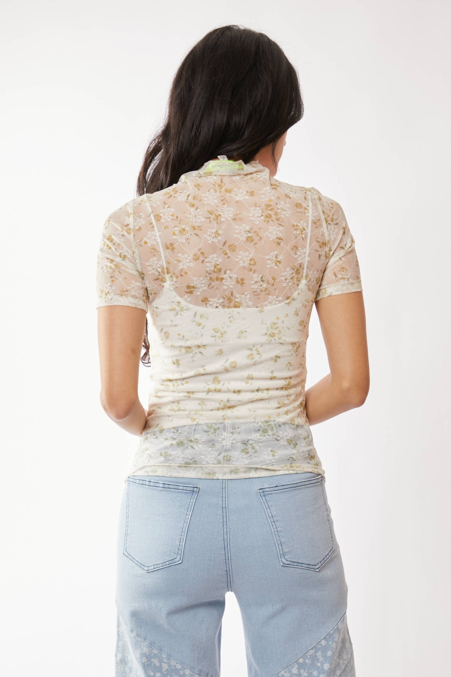 Day Dreaming (Ivory) SS Bow Mesh Top