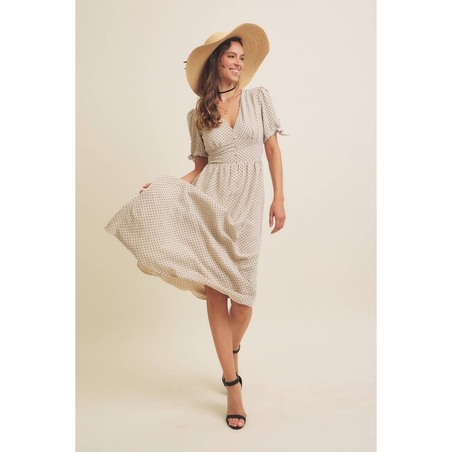 Keep Classy (Crm/Blk) Polka Dot Dress