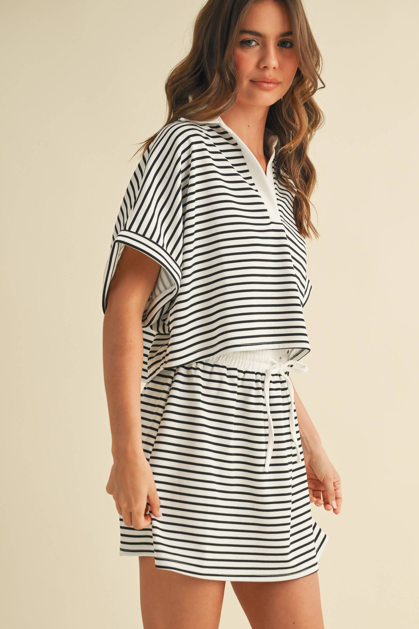 All The Buzz (Blk/Wh) Stripe Top