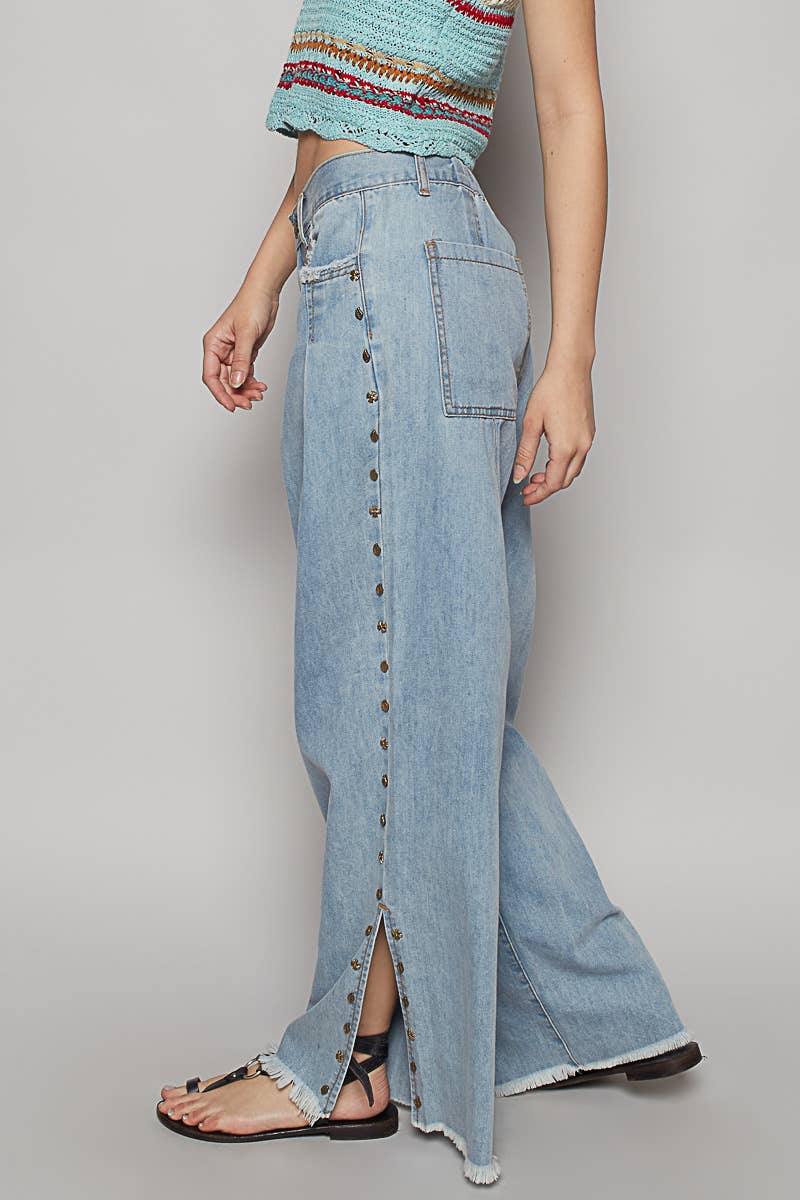 POL: Blue Angel Studded Wide Leg Jeans