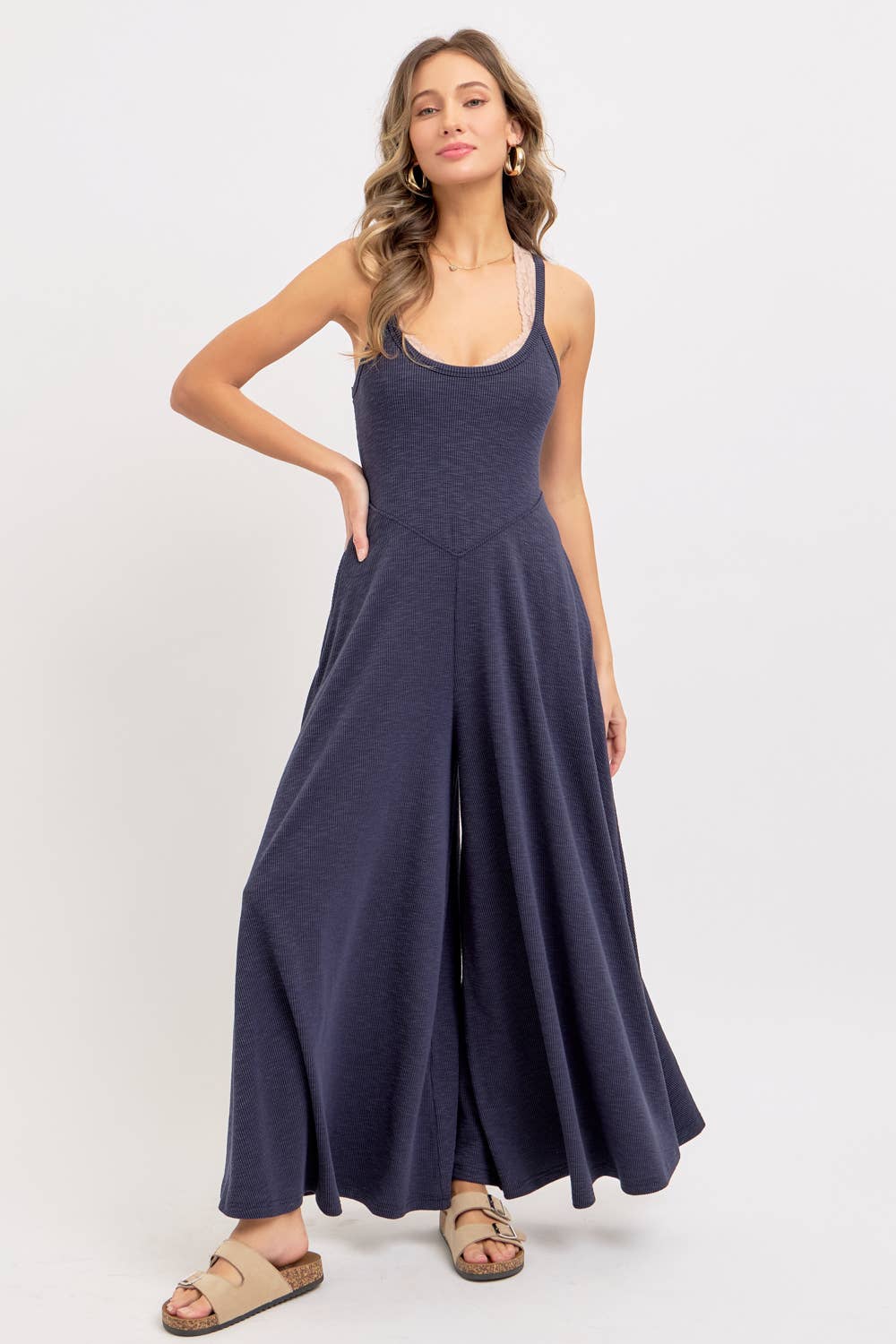 Relaxing Retreat (Navy) Wide Leg Jumpsuit