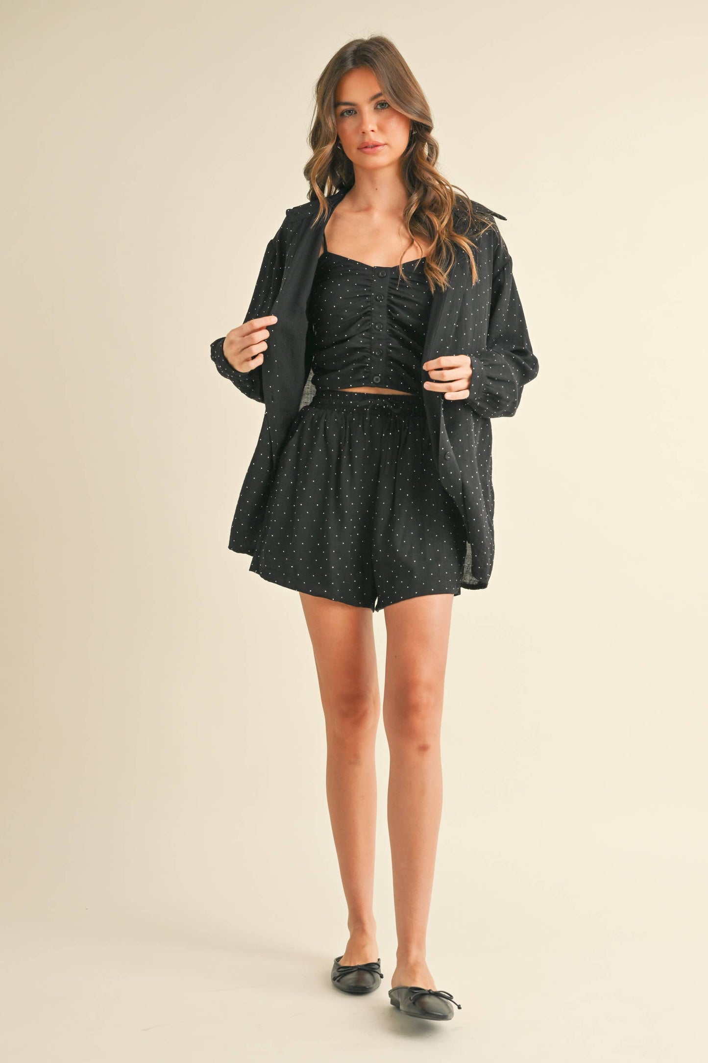 Hidden Gem Rhinestone Crinkled Blouse