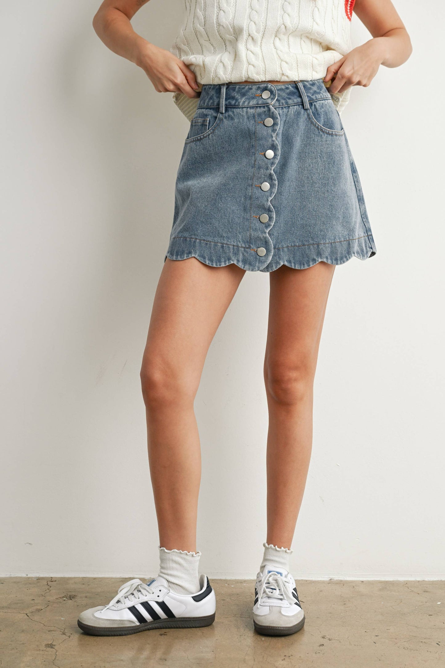 Sensational Scallops Denim Skirt