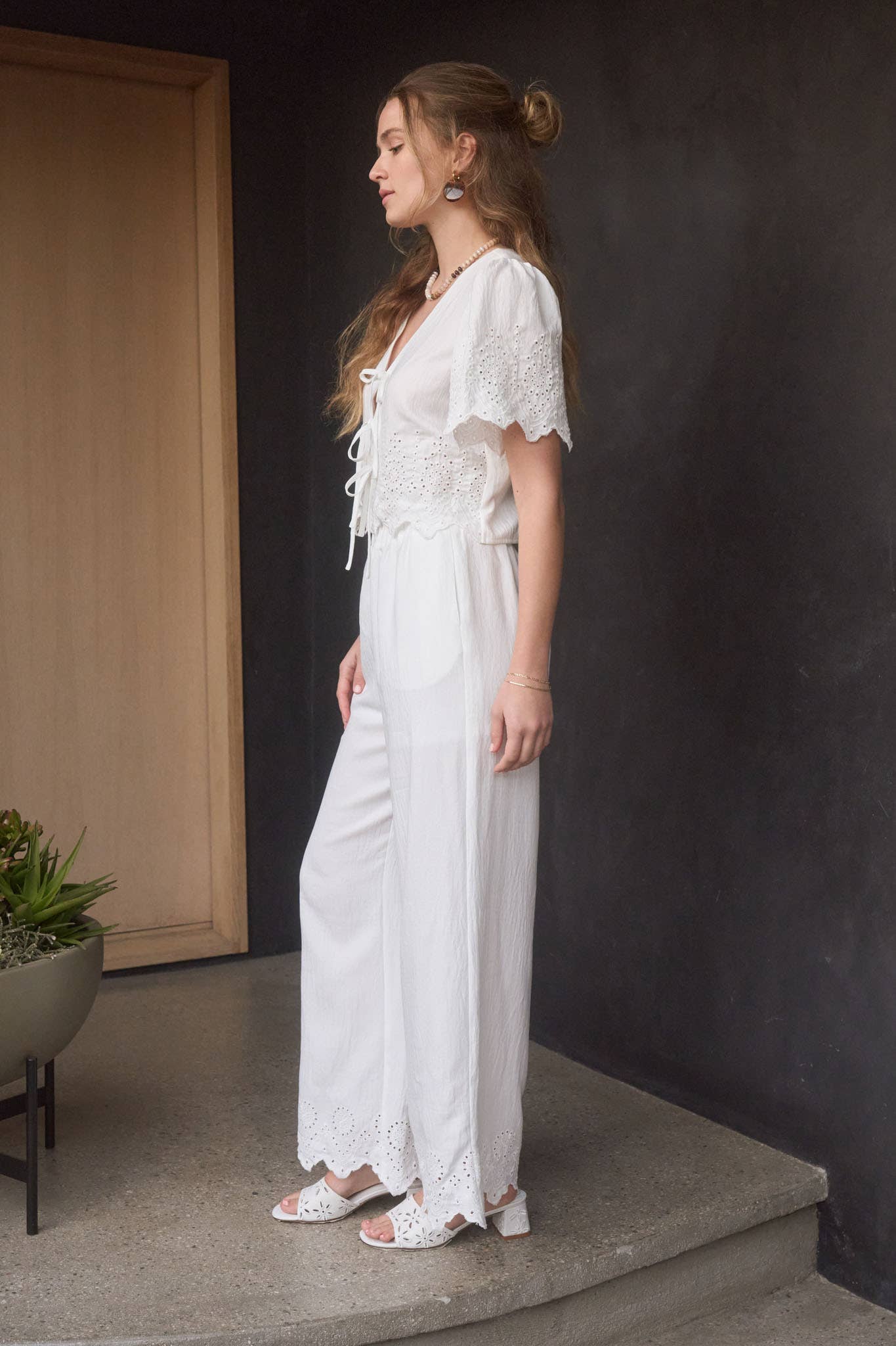 Attention To Detail Eyelet Hem Pants