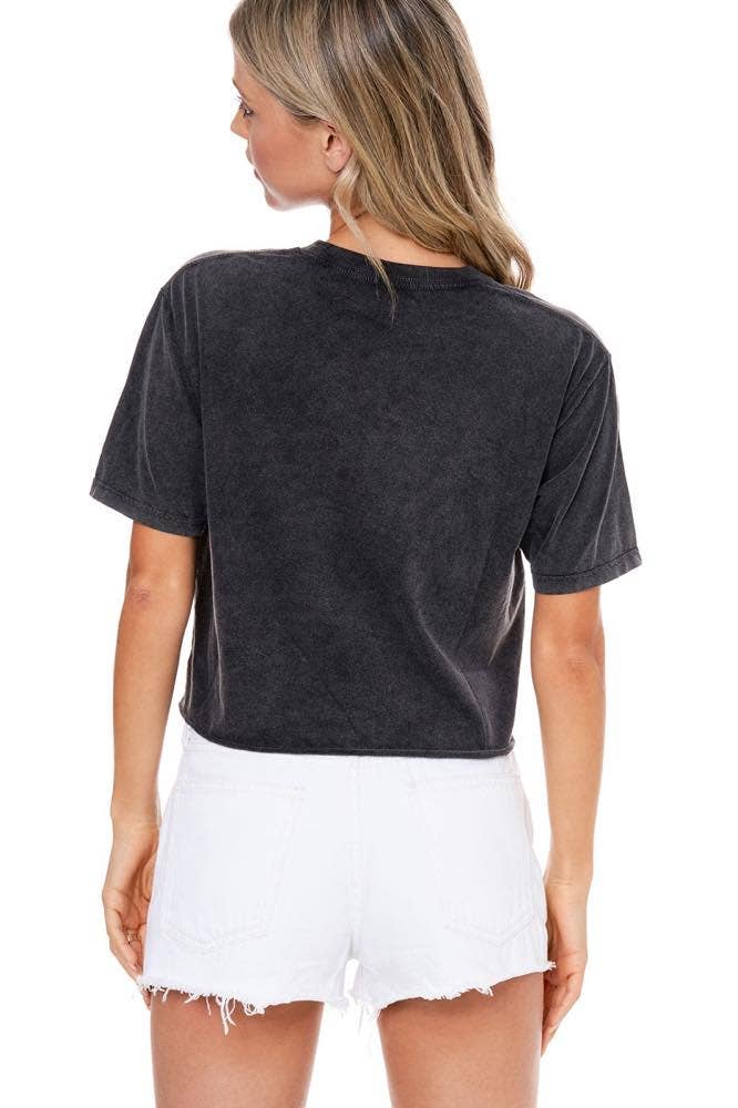 Free Bird (Black) Vintage Wash Crop Tee