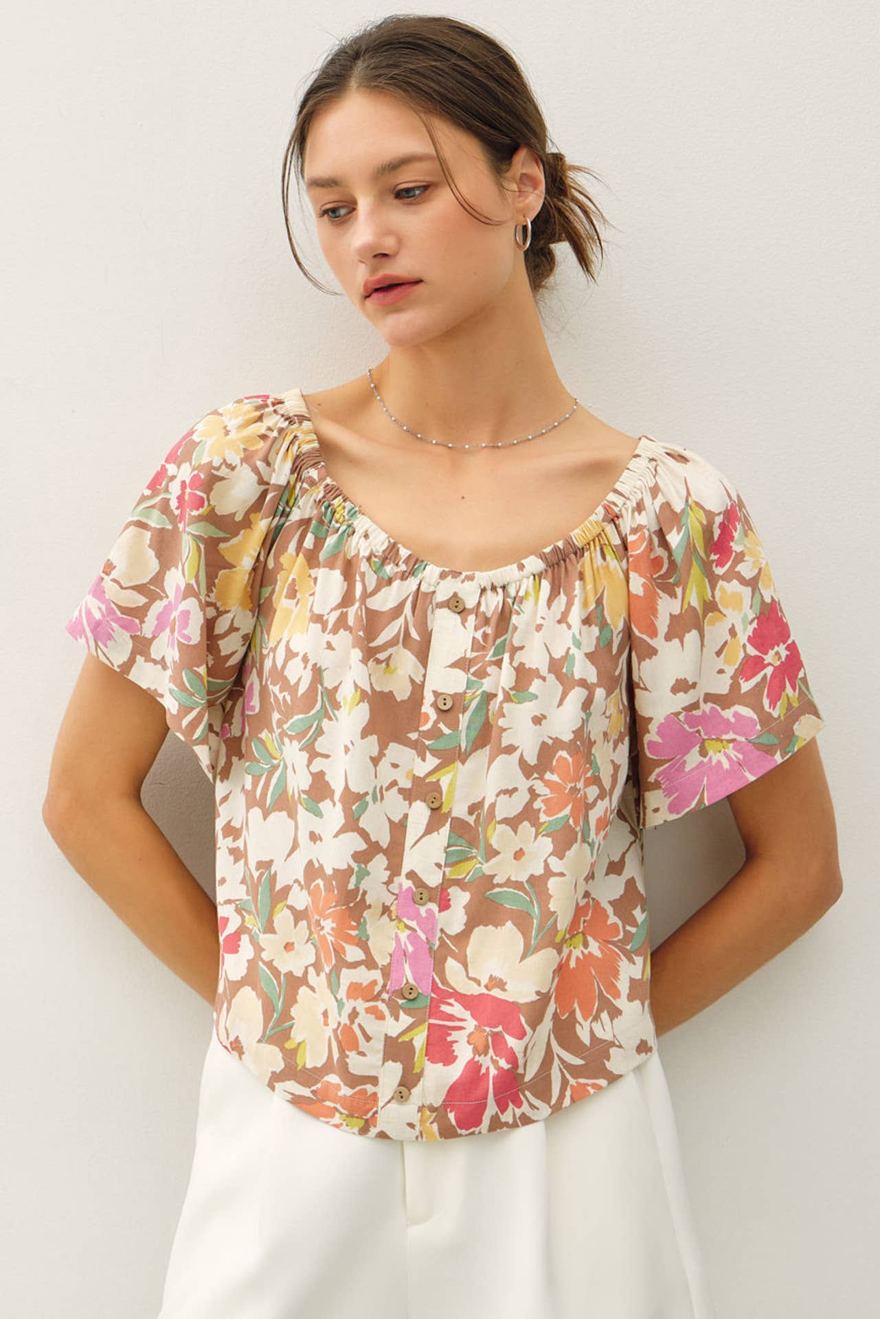Island Dream (Mocha) Floral Blouse