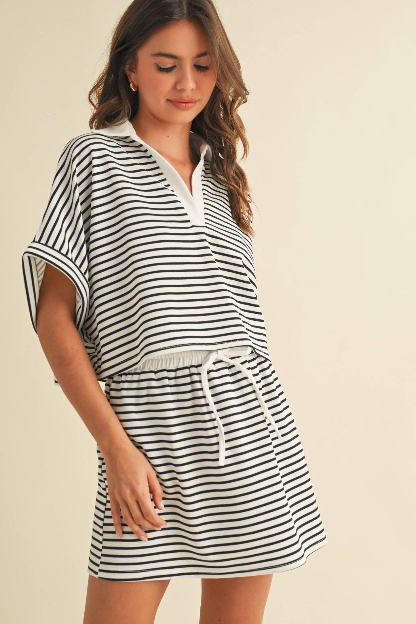 All The Buzz (Blk/Wh) Stripe Top