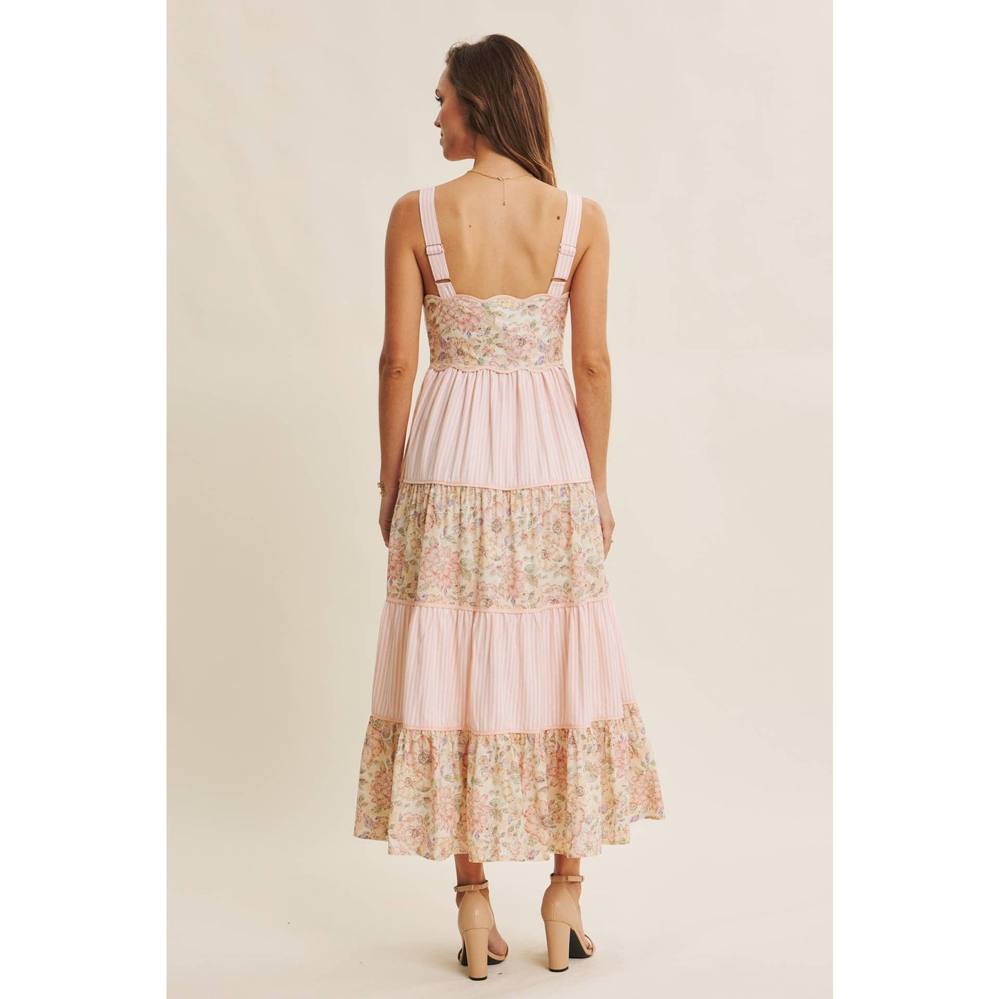 Dreamy Day (Pink) Floral & Stripe Dress