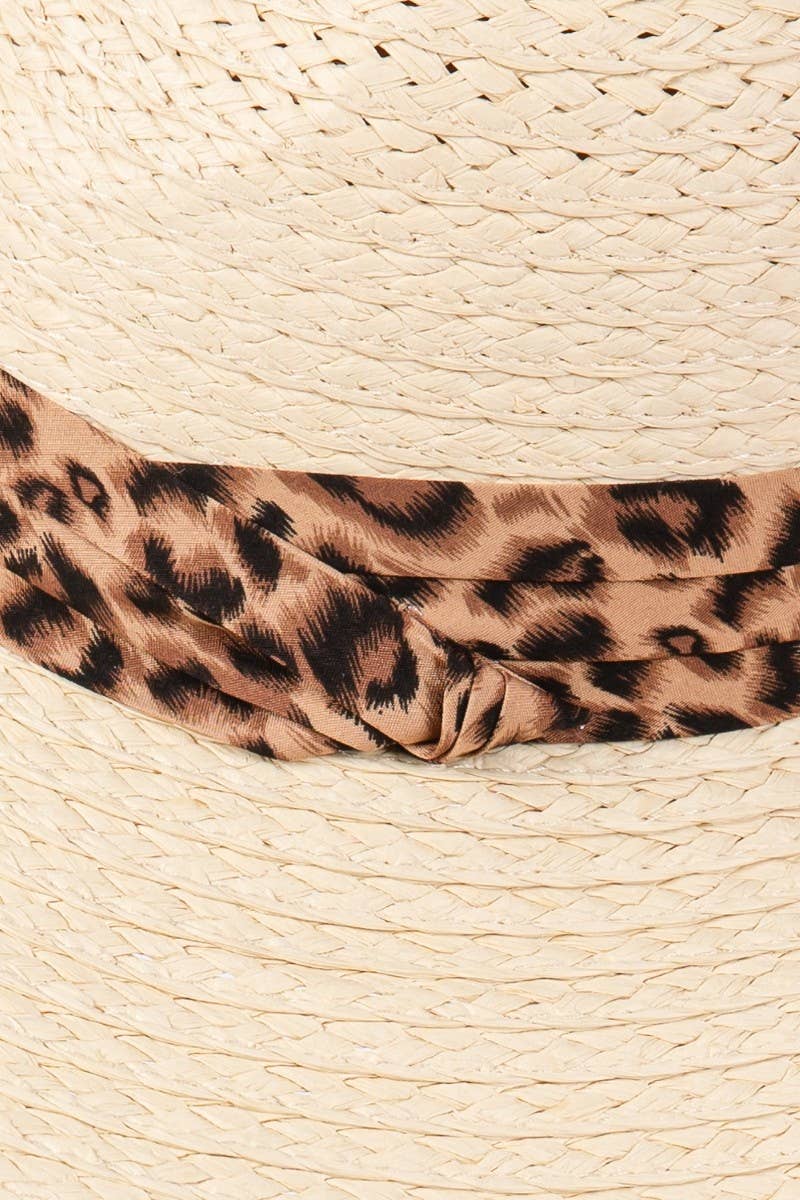 Leopard Natural Band Straw Sun Hat