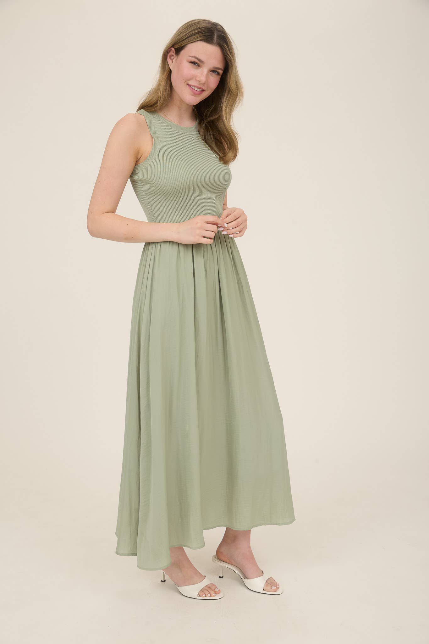 Lead the Way (Lt Olive) Midi Dress
