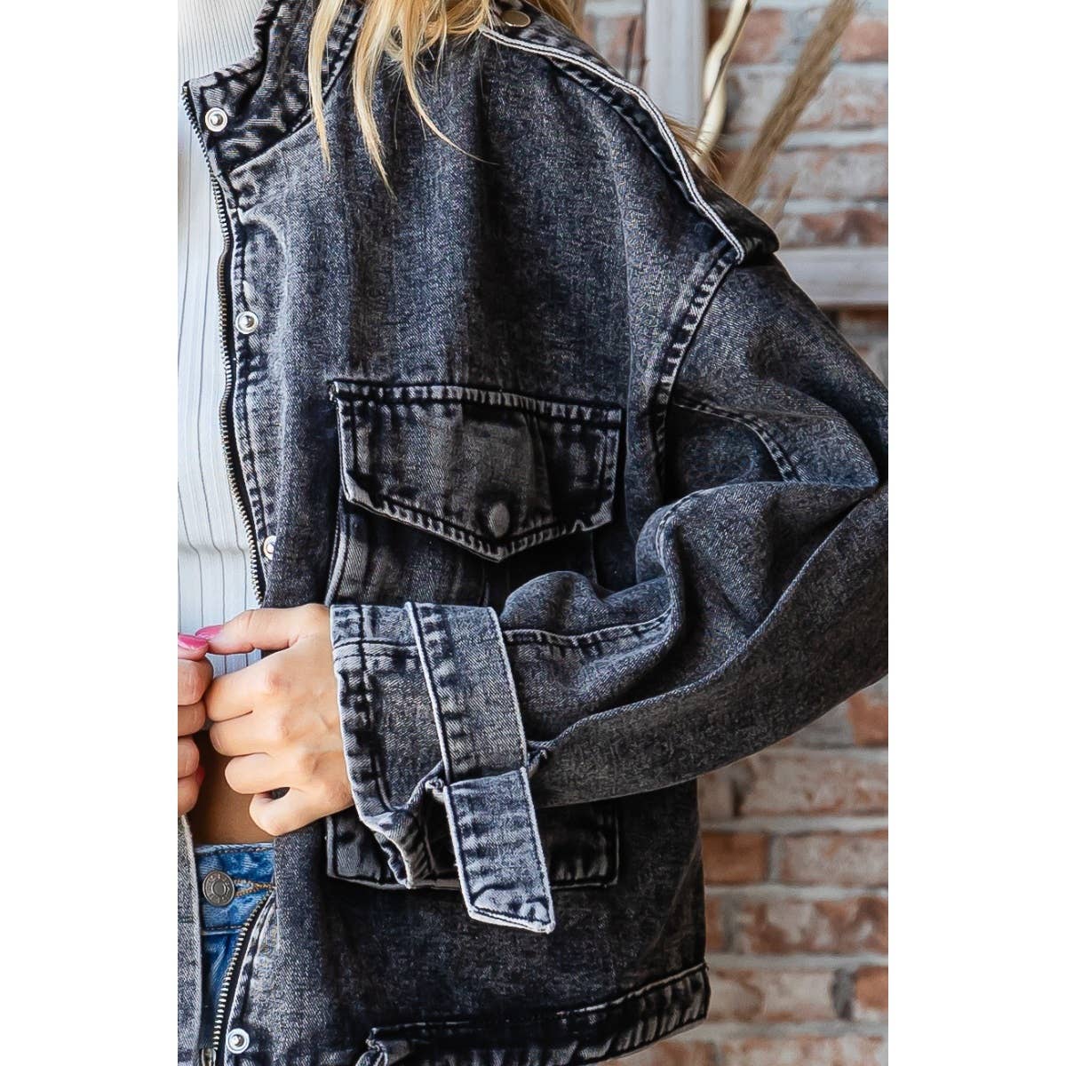 Fun Flashback (Black) Denim Utility Jacket